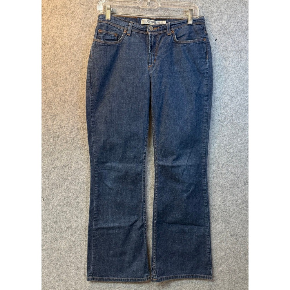 Express Precision Fit Womens Bootcut Jeans Dark Wash Denim Mid Rise Blue Sz 5/6